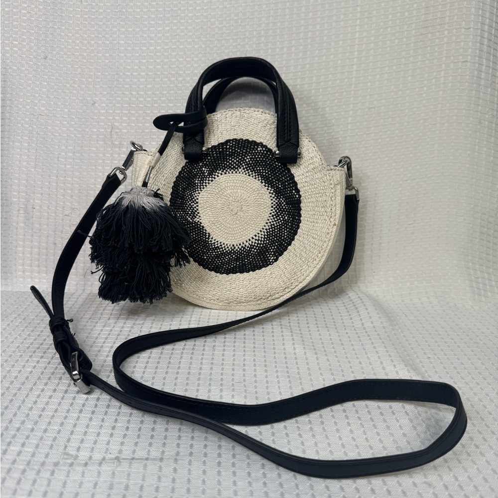 Vince Camuto Black and White Tara Crossbody Handbag